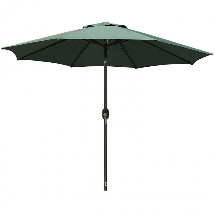Umbrela Rotunda de Soare pentru Terasa sau Gradina, Diametru 2.70 m, Inaltime 2.80 m, 9 Brate, Manivela, Diametru Tija 35 mm, Inclinare, Verde [1]