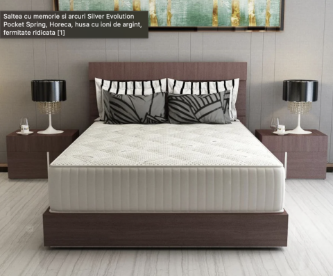 Saltele - Saltea cu memorie si arcuri Silver Evolution Pocket Spring, Horeca, husa cu ioni de argint, fermitate ridicata