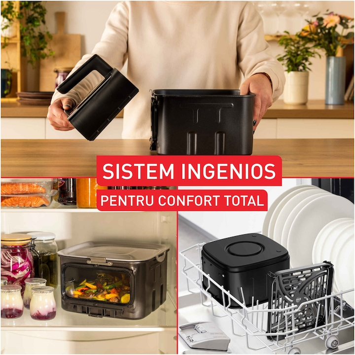 Фритюрник с горещ въздух Tefal Easy Fry Silence EY876DE1, сребрист и черен [3]