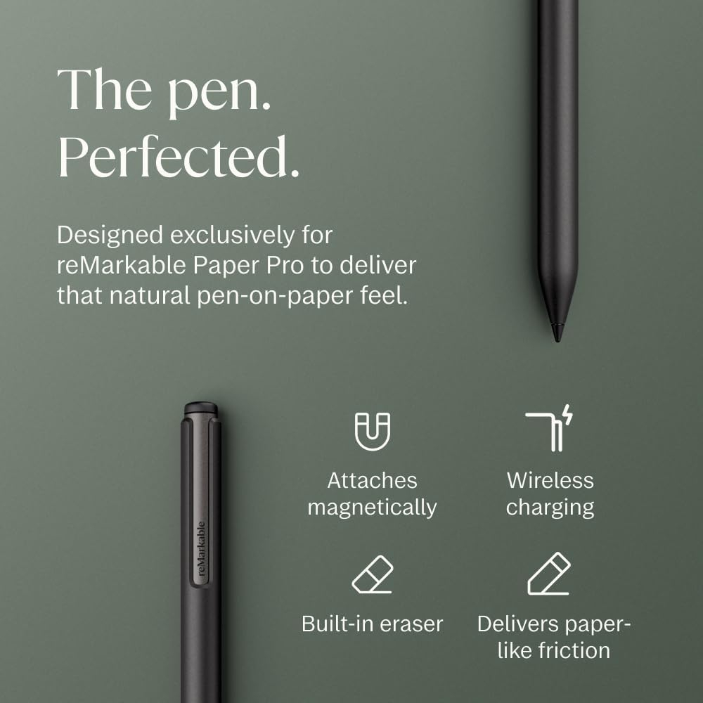 ePaper таблет reMarkable Paper Pro с калъф Book Folio, Marker Plus писалка и включени Marker tips, сребрист [10]