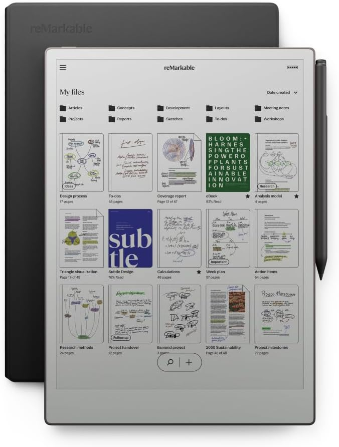 ePaper таблет reMarkable Paper Pro с калъф Book Folio, Marker Plus писалка и включени Marker tips, сребрист [2]