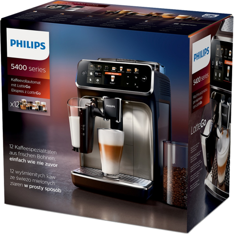 Автоматична кафе машина Philips EP5447/90 серия 5400 LatteGo, черна [1]