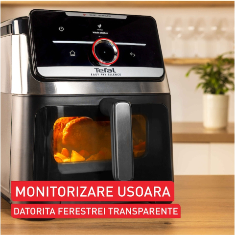 Фритюрник с горещ въздух Tefal Easy Fry Silence EY876DE1, сребрист и черен [3]
