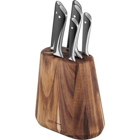 Комплект ножове Tefal Jamie Oliver, 7 части, черен/кафяв