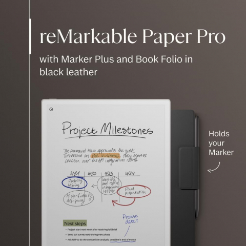 ePaper таблет reMarkable Paper Pro с калъф Book Folio, Marker Plus писалка и включени Marker tips, сребрист [3]