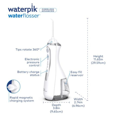 Waterpik Professional WP-580EU vezeték nélküli szájzuhany, fehér [10]