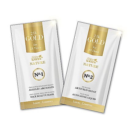 Creme hidratante - GOLDEN GREEN NATURE Pachet 2 x 10 plicuri Masca de alginat 10gr AUR DE 24K + Solutie activator 30ml