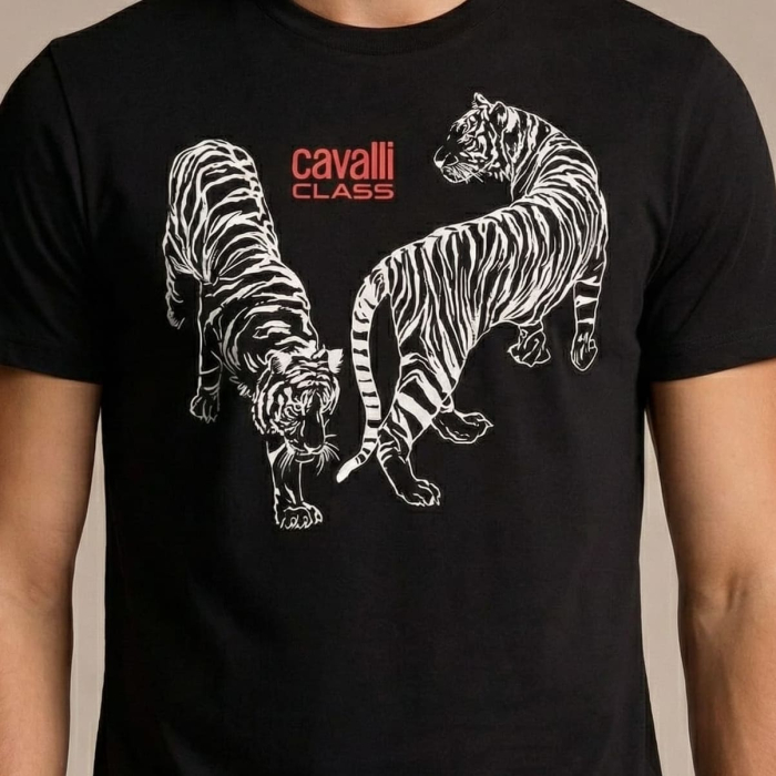 Tricou barbati Cavalli Class negru model CA-28465 [3]