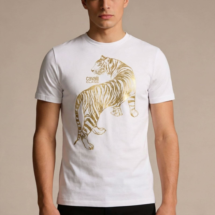 Tricou barbati Cavalli Class alb model CA-28470 [2]