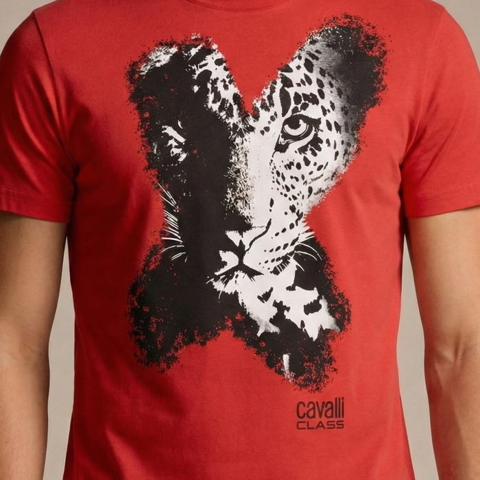 Tricou barbati Cavalli Class rosu model CA-28472 [3]