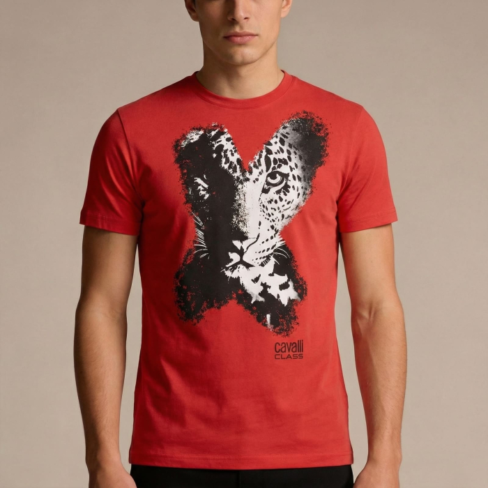 Tricou barbati Cavalli Class rosu model CA-28472 [2]