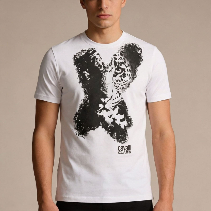 Tricou barbati Cavalli Class alb model CA-28475 [2]