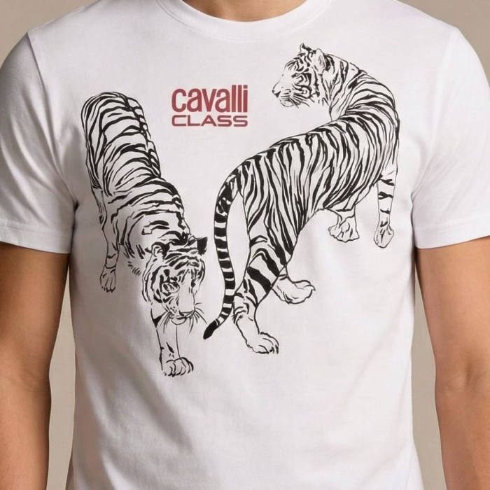Tricou barbati Cavalli Class alb model CA-28479 [3]