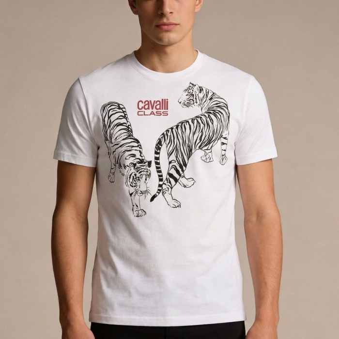 Tricou barbati Cavalli Class alb model CA-28479 [2]
