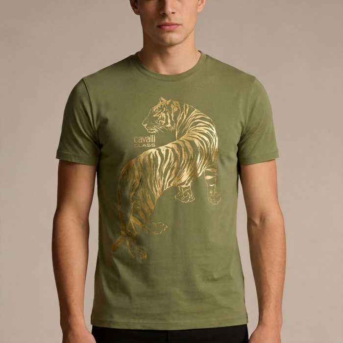 Tricou barbati Cavalli Class verde model CA-28480 [2]