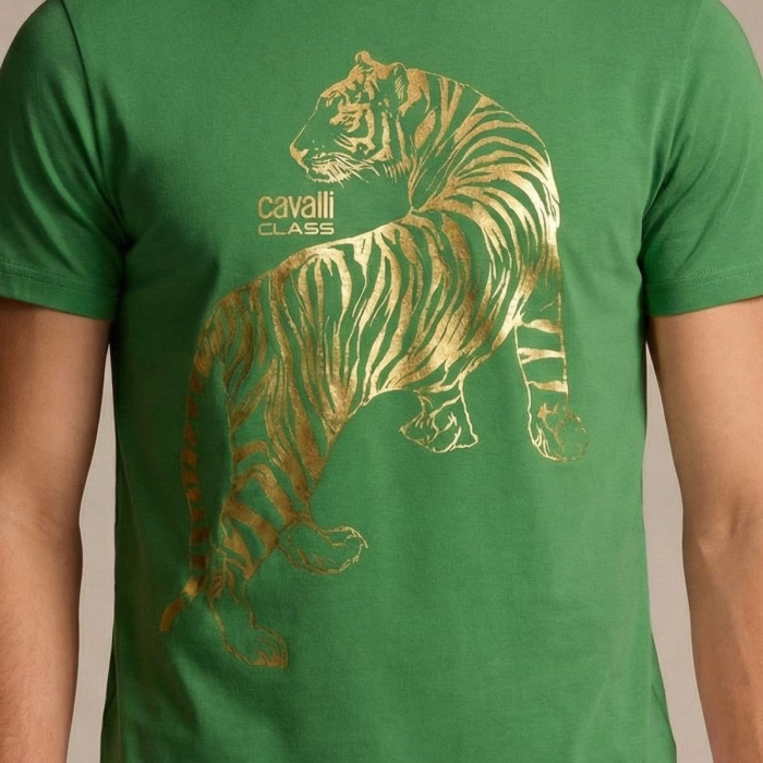 Tricou barbati Cavalli Class verde model CA-28487 [3]