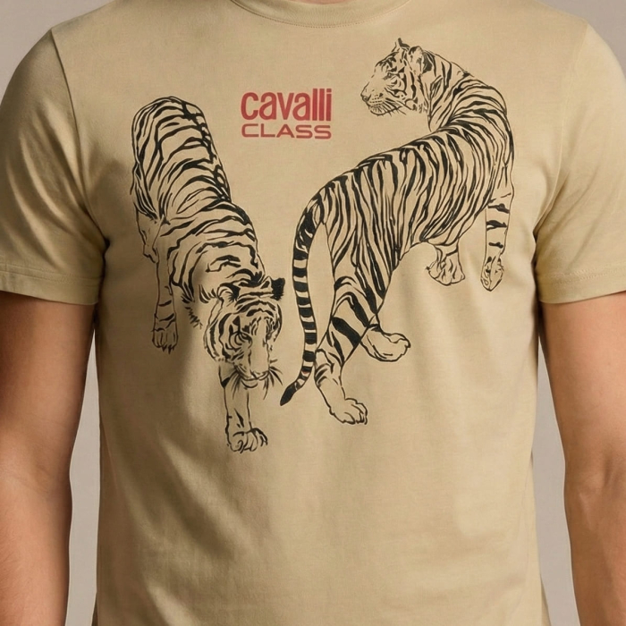Tricou barbati Cavalli Class bej model CA-28573 [3]