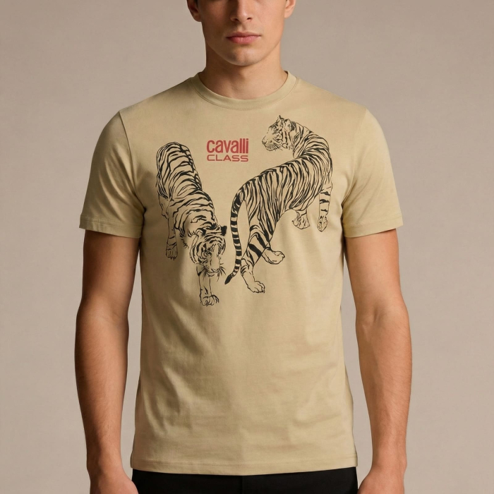 Tricou barbati Cavalli Class bej model CA-28573 [2]