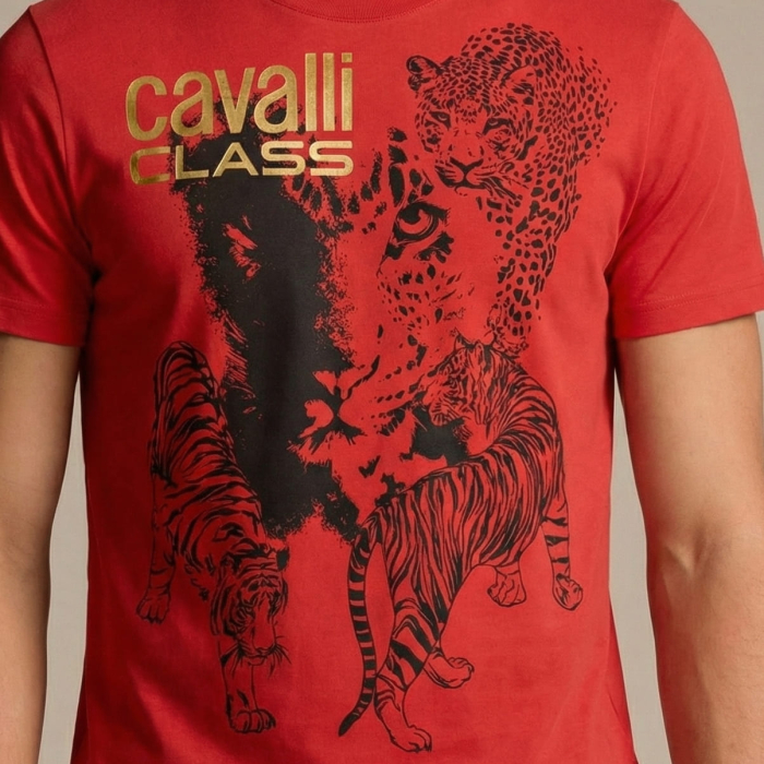Tricou barbati Cavalli Class rosu model CA-28590 [3]