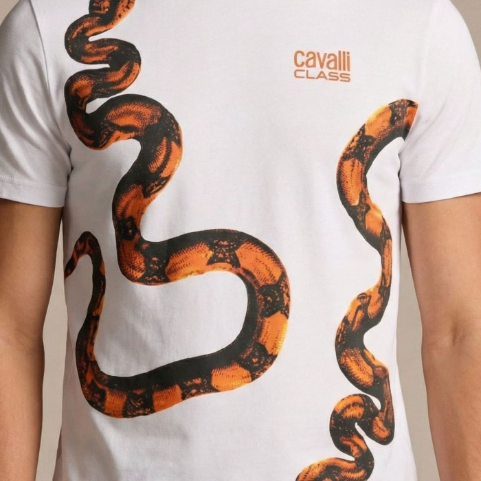 Tricou barbati Cavalli Class alb model CA-28599 [3]