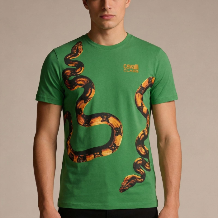 Tricou barbati Cavalli Class verde model CA-28600 [2]