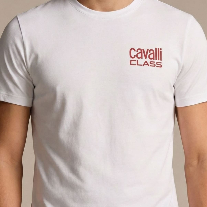 Tricou barbati Cavalli Class alb model CA-28602 [3]