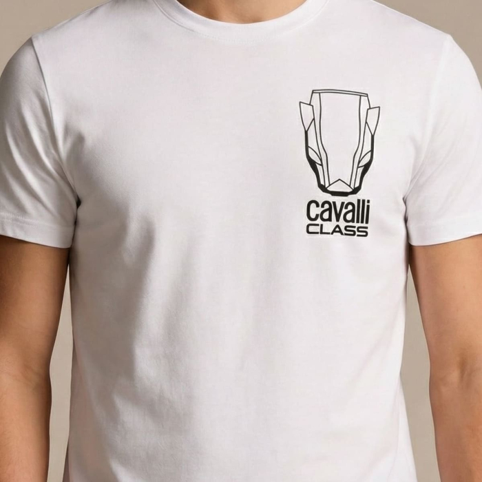 Tricou barbati Cavalli Class alb model CA-28606 [3]