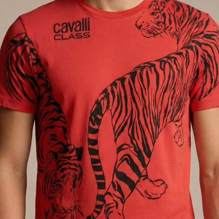 Tricou barbati Cavalli Class rosu model CA-28615 [3]