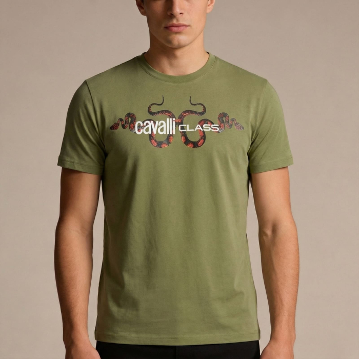 Tricou barbati Cavalli Class verde model CA-28616 [2]