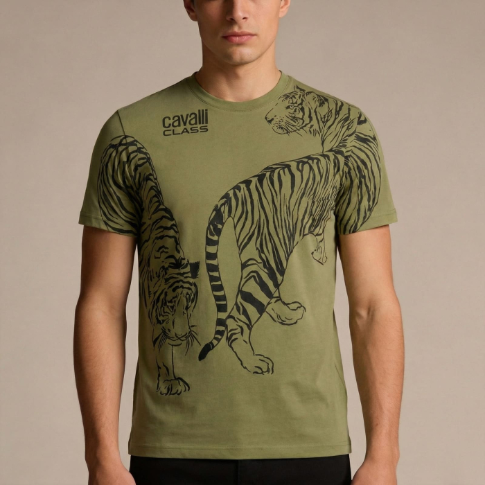 Tricou barbati Cavalli Class verde model CA-28620 [2]