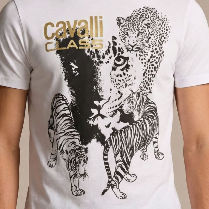 Tricou barbati Cavalli Class alb model CA-28623 [3]