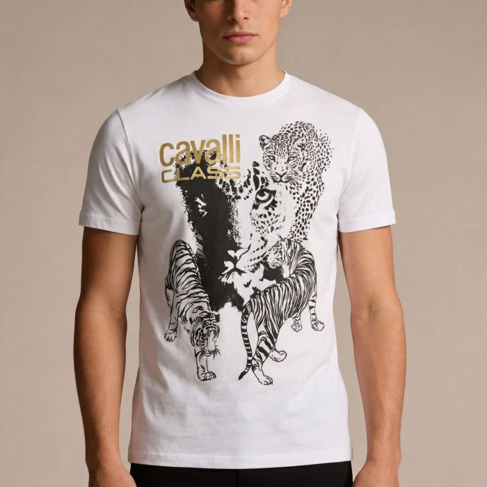 Tricou barbati Cavalli Class alb model CA-28623 [2]
