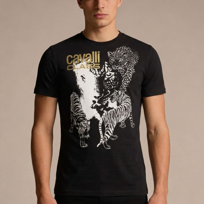 Tricou barbati Cavalli Class negru model CA-28625 [2]