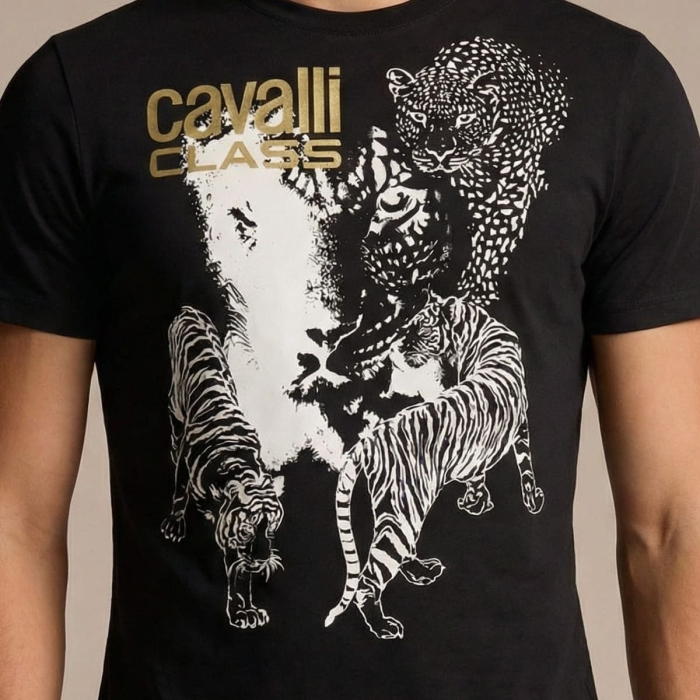 Tricou barbati Cavalli Class negru model CA-28625 [3]