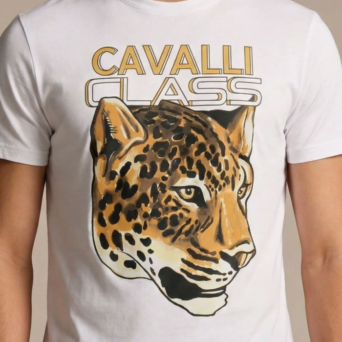Tricou barbati Cavalli Class alb model CA-36635 [3]