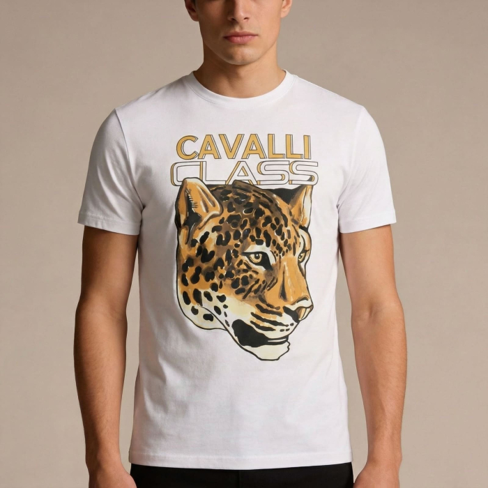 Tricou barbati Cavalli Class alb model CA-36635 [2]