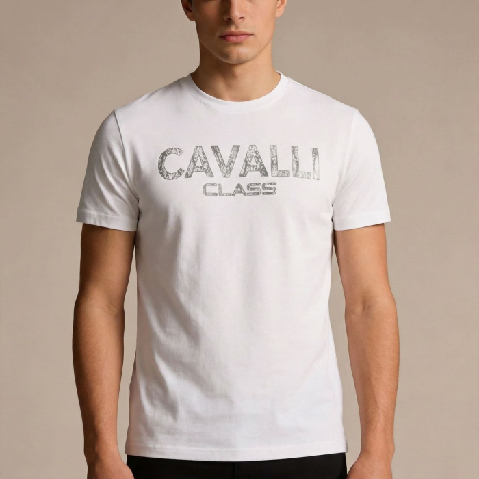 Tricou barbati Cavalli Class alb model CA-36636 [2]