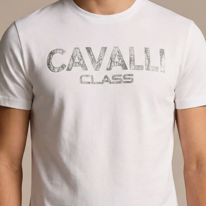 Tricou barbati Cavalli Class alb model CA-36636 [3]