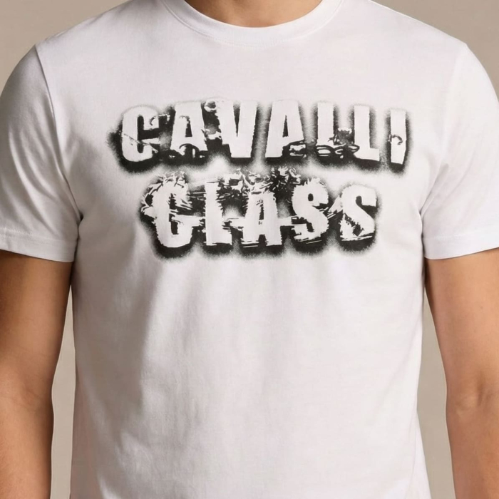 Tricou barbati Cavalli Class alb model CA-36645 [3]