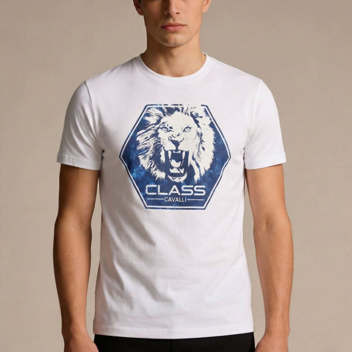 Tricou barbati Cavalli Class alb model CA-36649 [2]