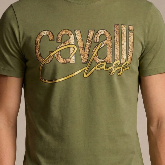 Tricou barbati Cavalli Class verde model CA-36650 [3]
