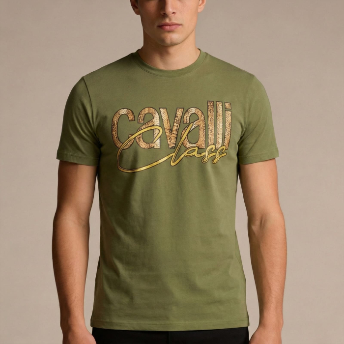 Tricou barbati Cavalli Class verde model CA-36650 [2]