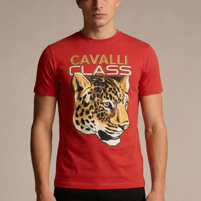 Tricou barbati Cavalli Class rosu model CA-36660 [2]