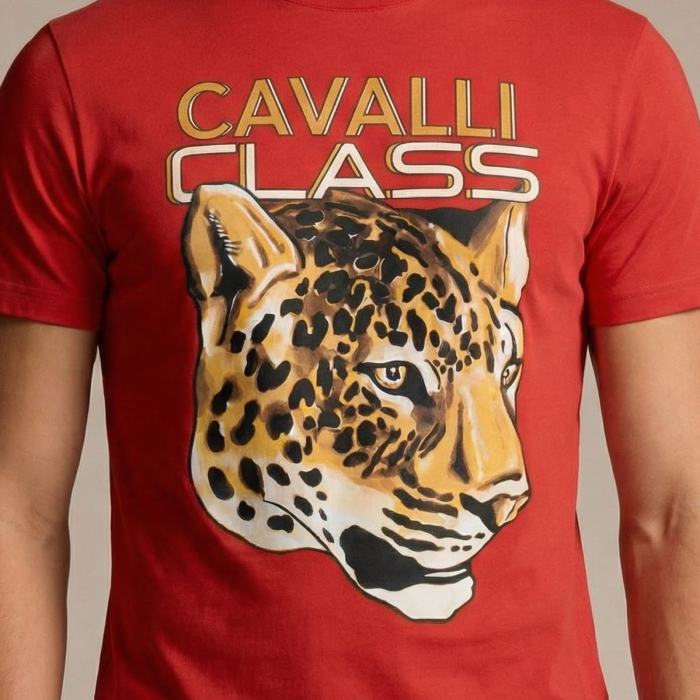 Tricou barbati Cavalli Class rosu model CA-36660 [3]