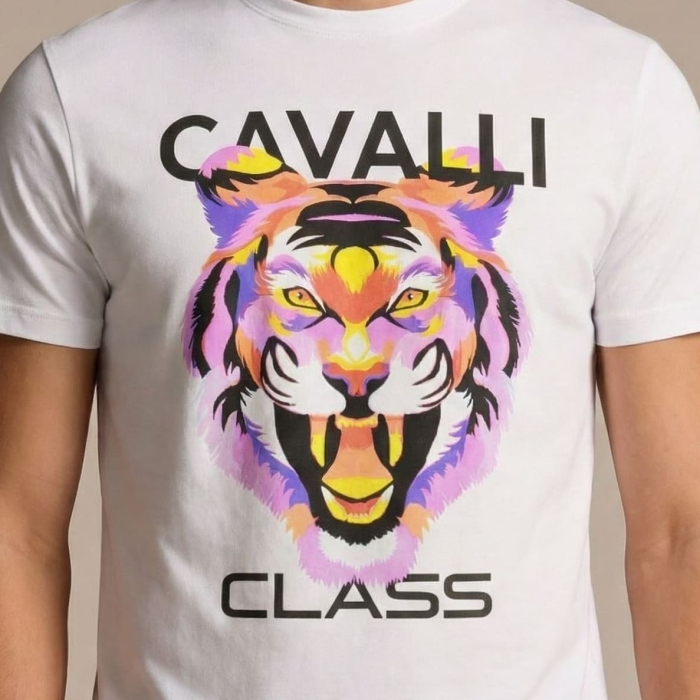 Tricou barbati Cavalli Class alb model CA-36684 [3]