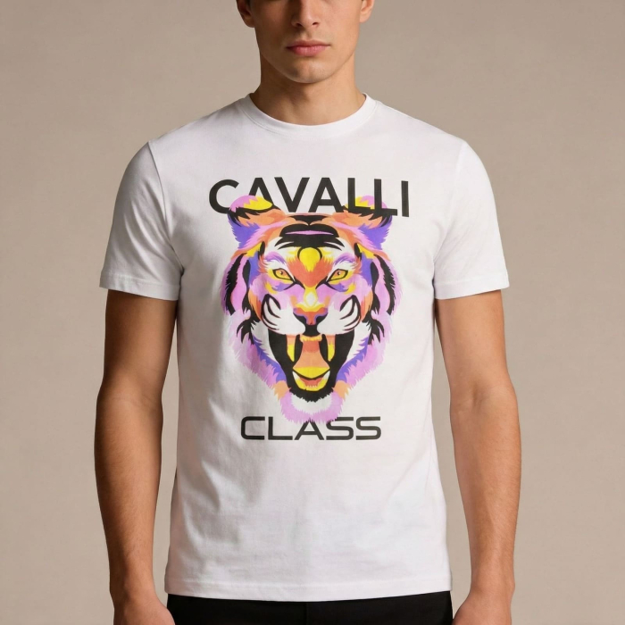 Tricou barbati Cavalli Class alb model CA-36684 [2]