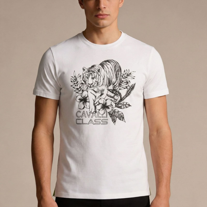Tricou barbati Cavalli Class alb model CA-36694 [2]