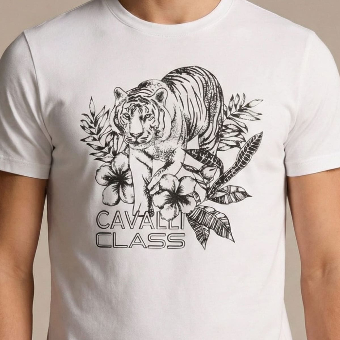 Tricou barbati Cavalli Class alb model CA-36694 [3]