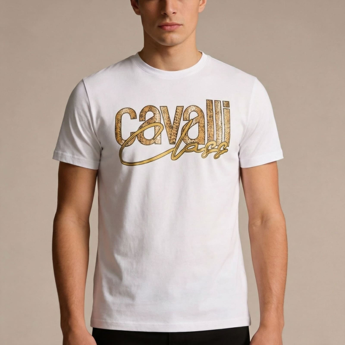 Tricou barbati Cavalli Class alb model CA-36700 [2]