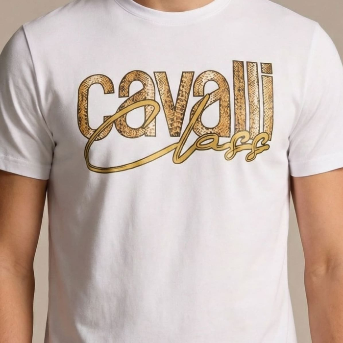 Tricou barbati Cavalli Class alb model CA-36700 [3]